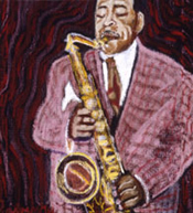 Painting of a saxophone player